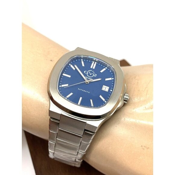 GV2 Gevril Men's Watch 18117B Potente Swiss Automatic Blue Dial Silver Steel - Picture 5 of 14